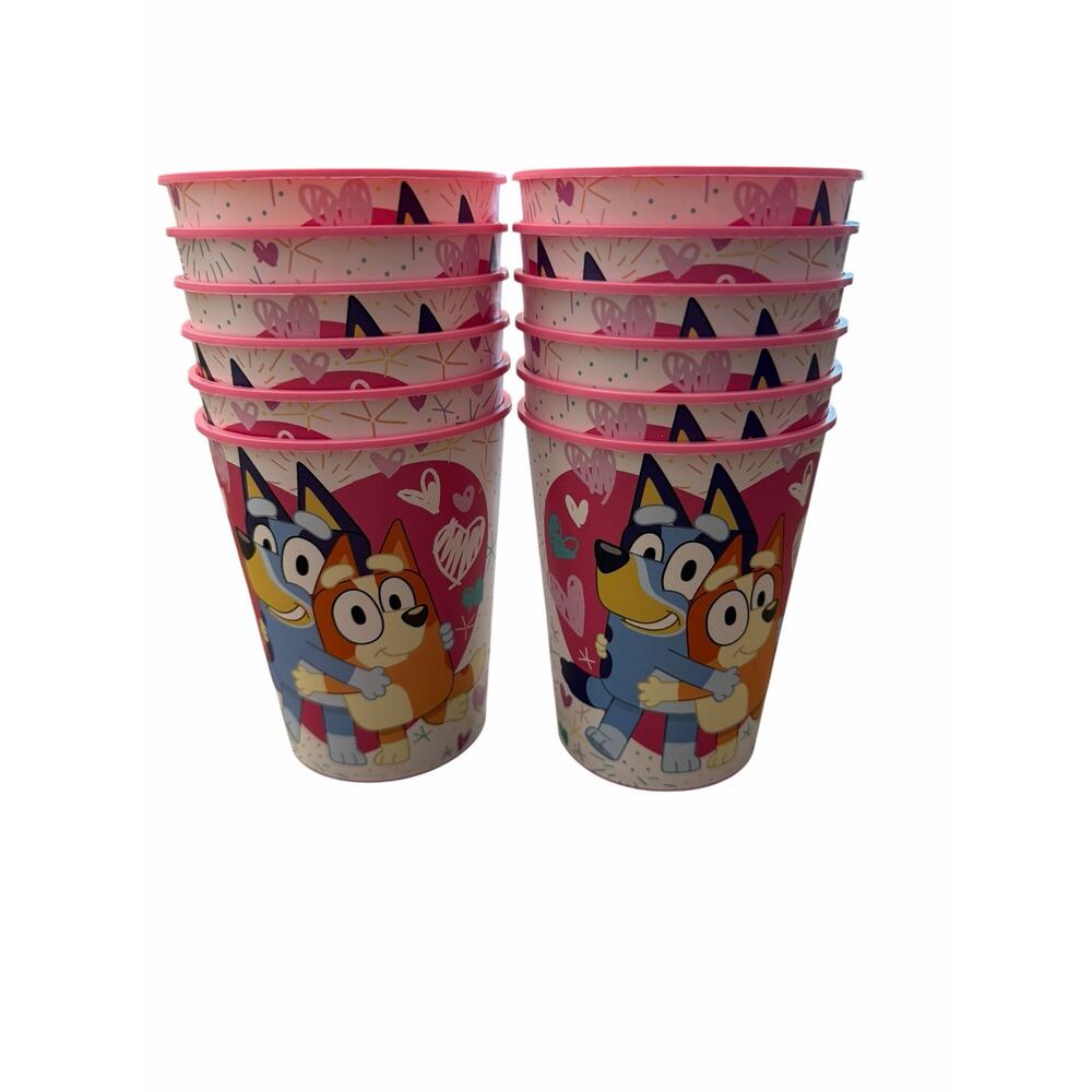 Bluey Bingo Reusable Plastic Party Cups Lot of 12 BPA Free